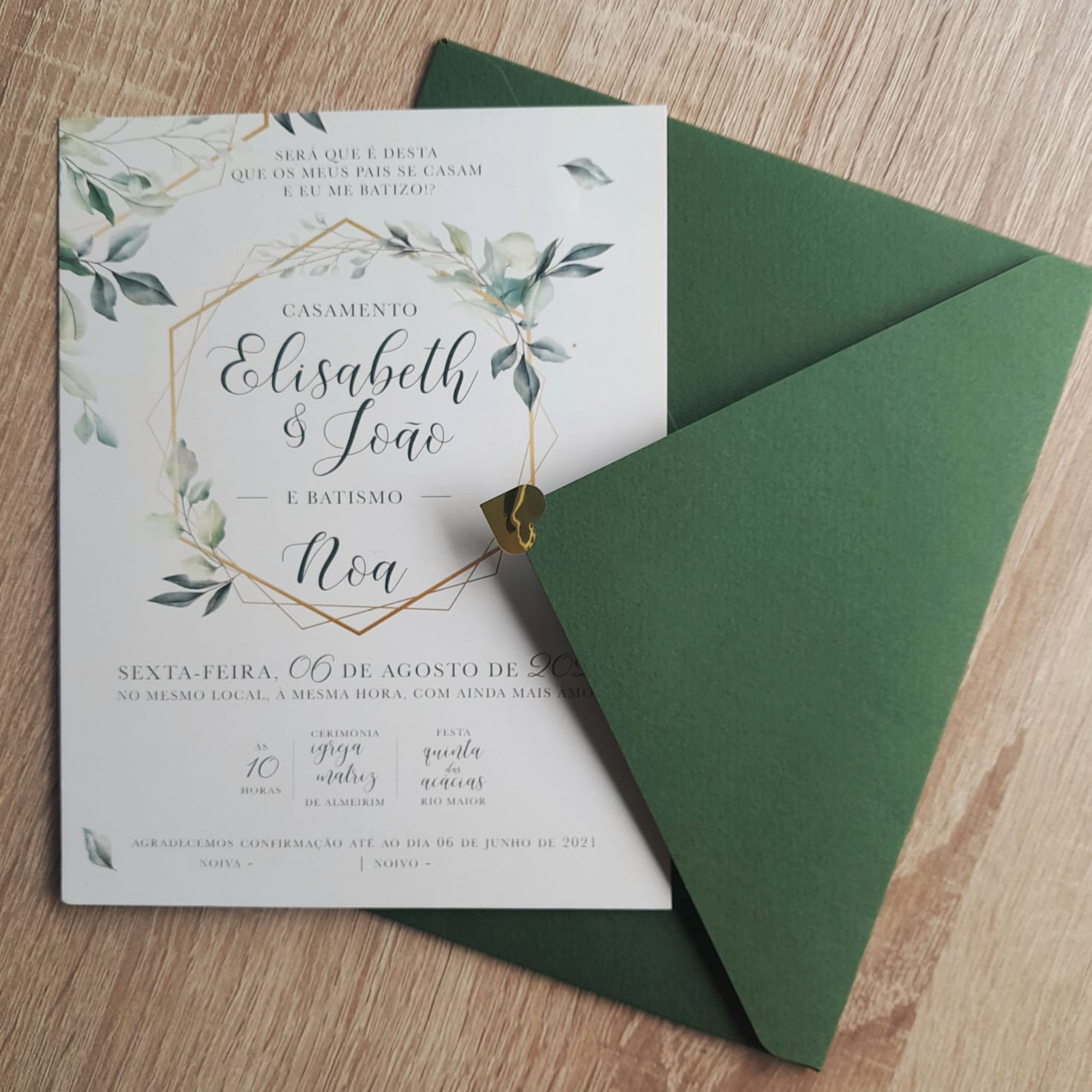 Convite Casamento Clássico Envelope Texturado | Personalizado