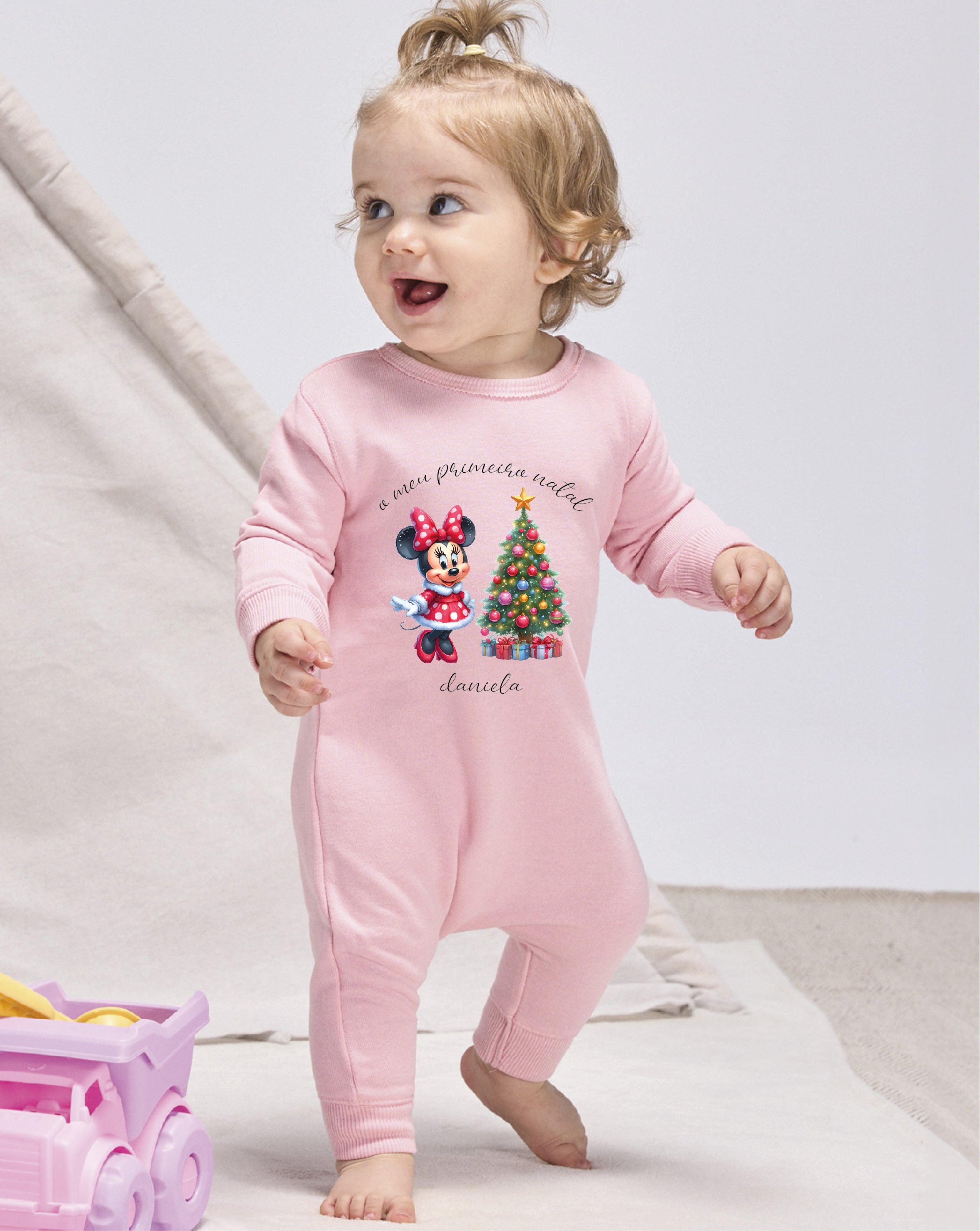 Babygrow primeiro Natal bebé Minnie personalizado - Presente recém-nascido Disney