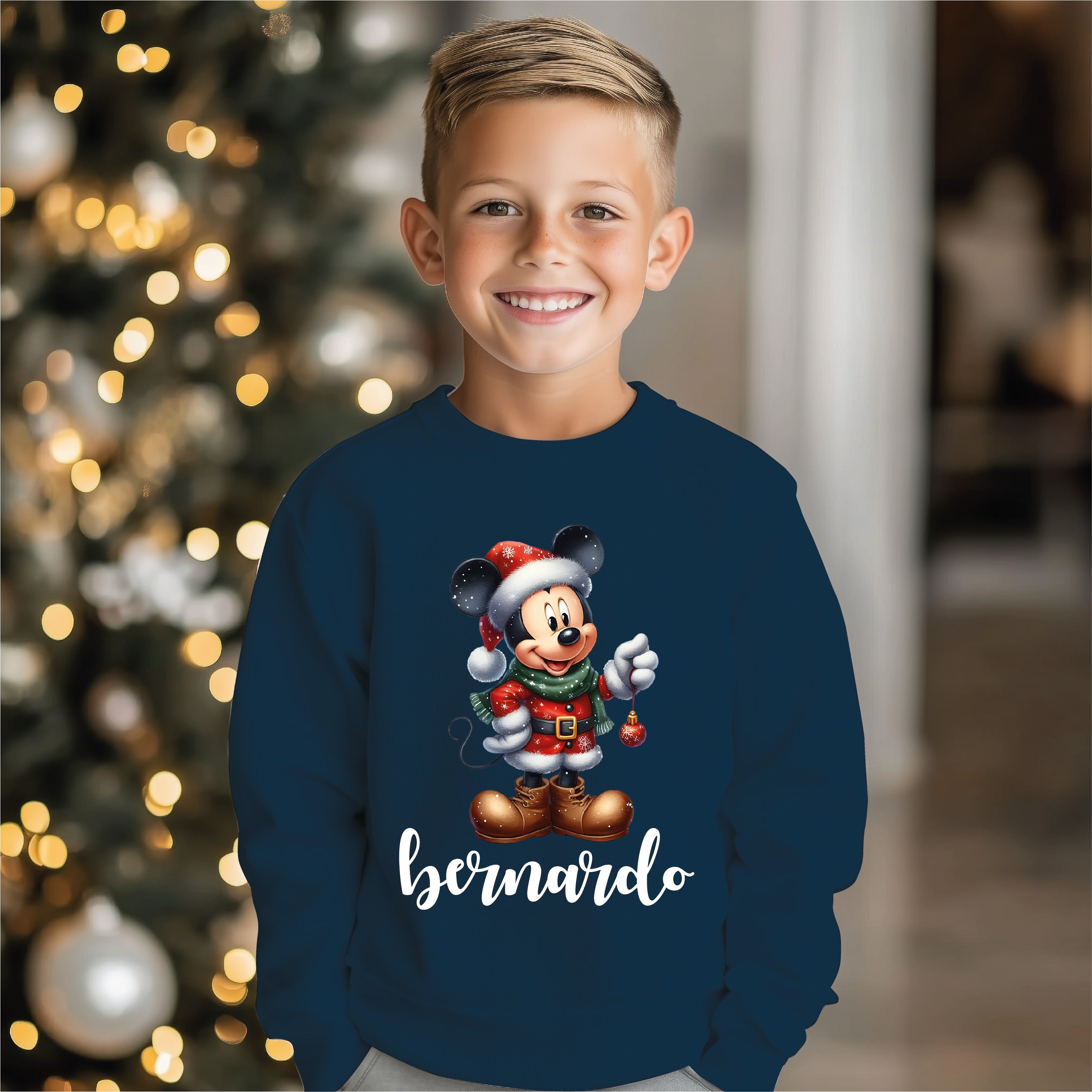 Sweatshirt Natal Mickey azul personalizada - Presente Disney original