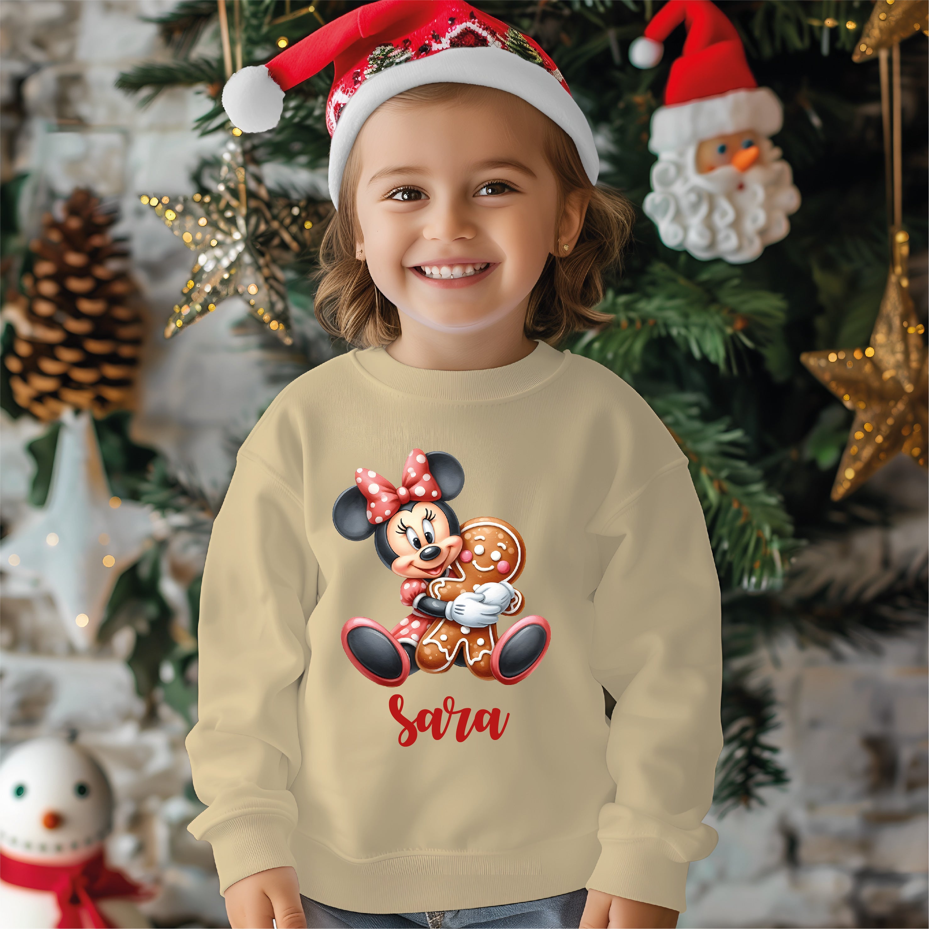 Sweatshirt Natal Mickey bege personalizada - Presente Disney original