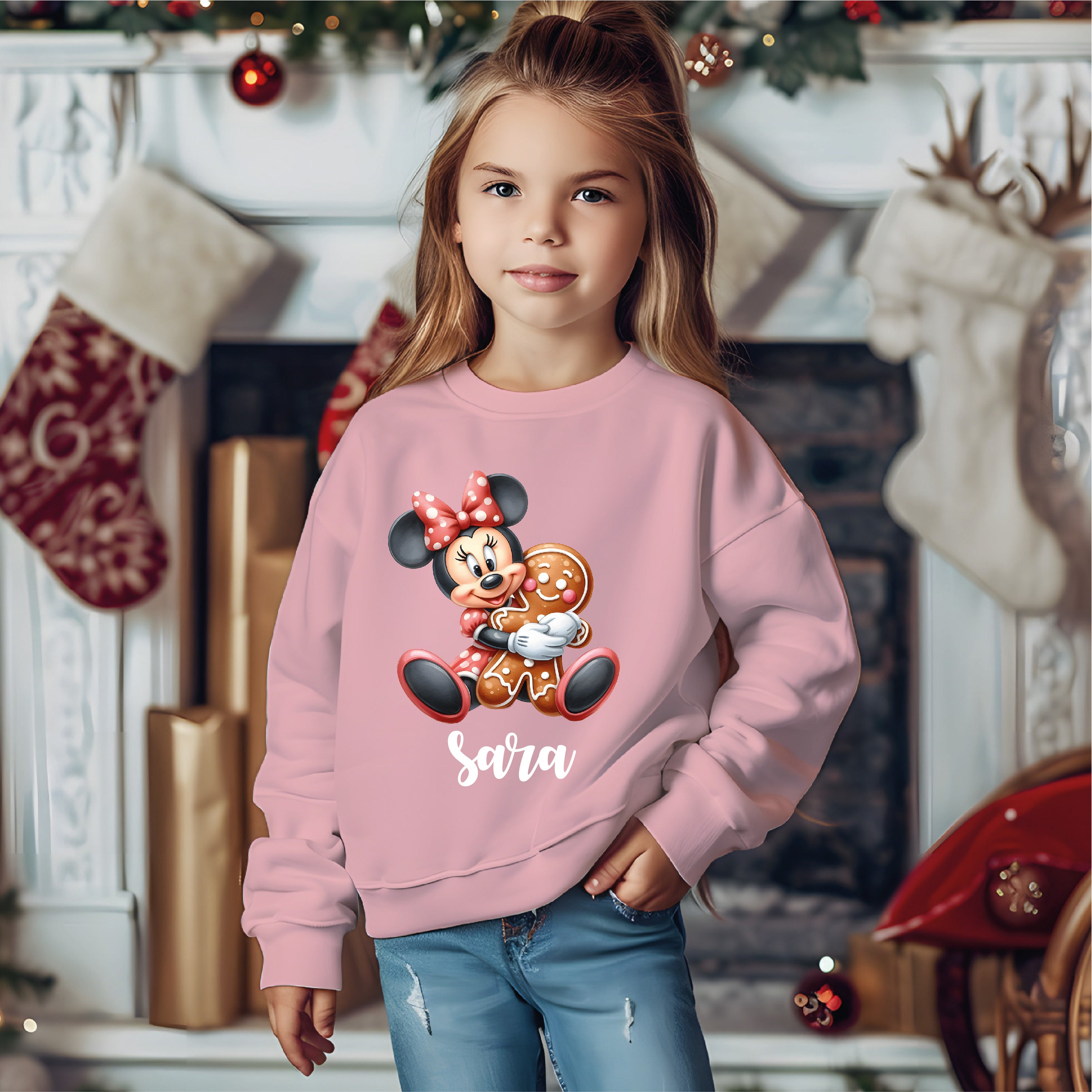 Sweatshirt Natal Mickey rosa personalizada - Presente Disney original