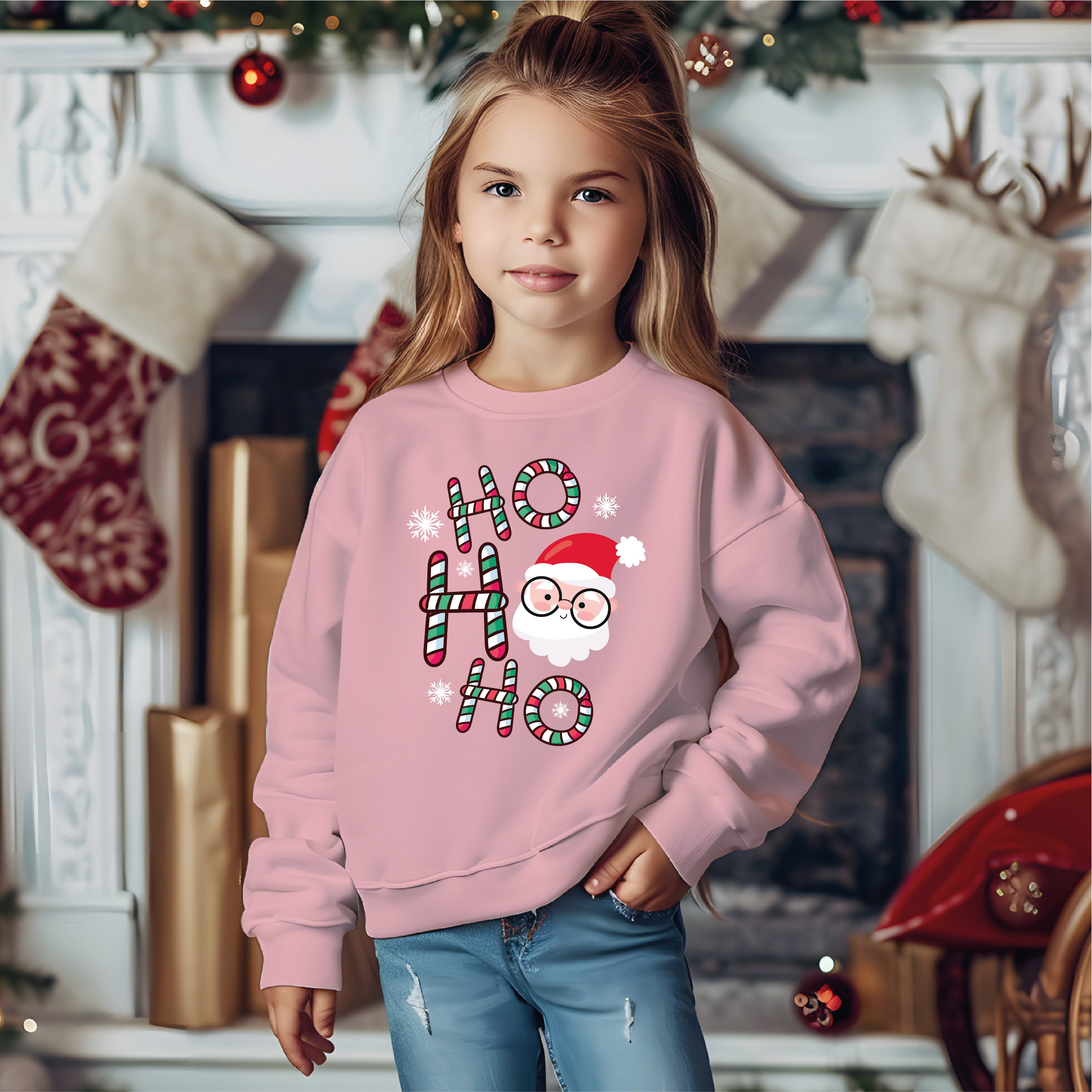 Camisola Natal Pai Natal HoHoHo personalizada rosa - Clássico festivo - D-Arte
