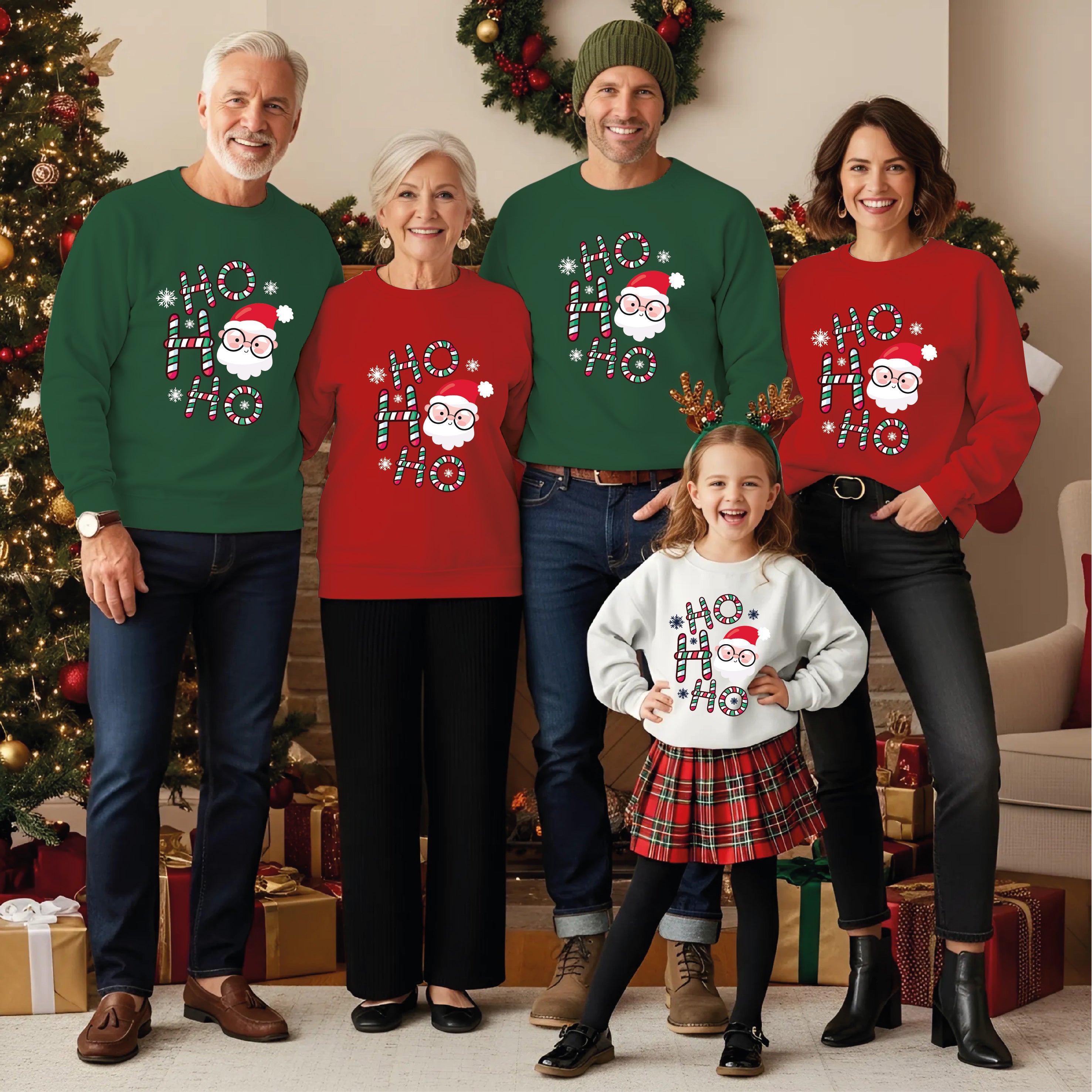 Camisola Natal Pai Natal HoHoHo personalizada família - Clássico festivo - D-Arte